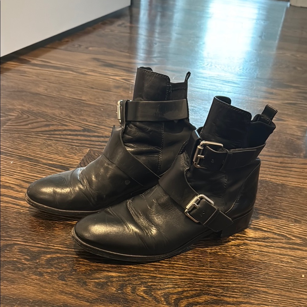 Vince Camuto Black Ankle Booties with Buckle Straps